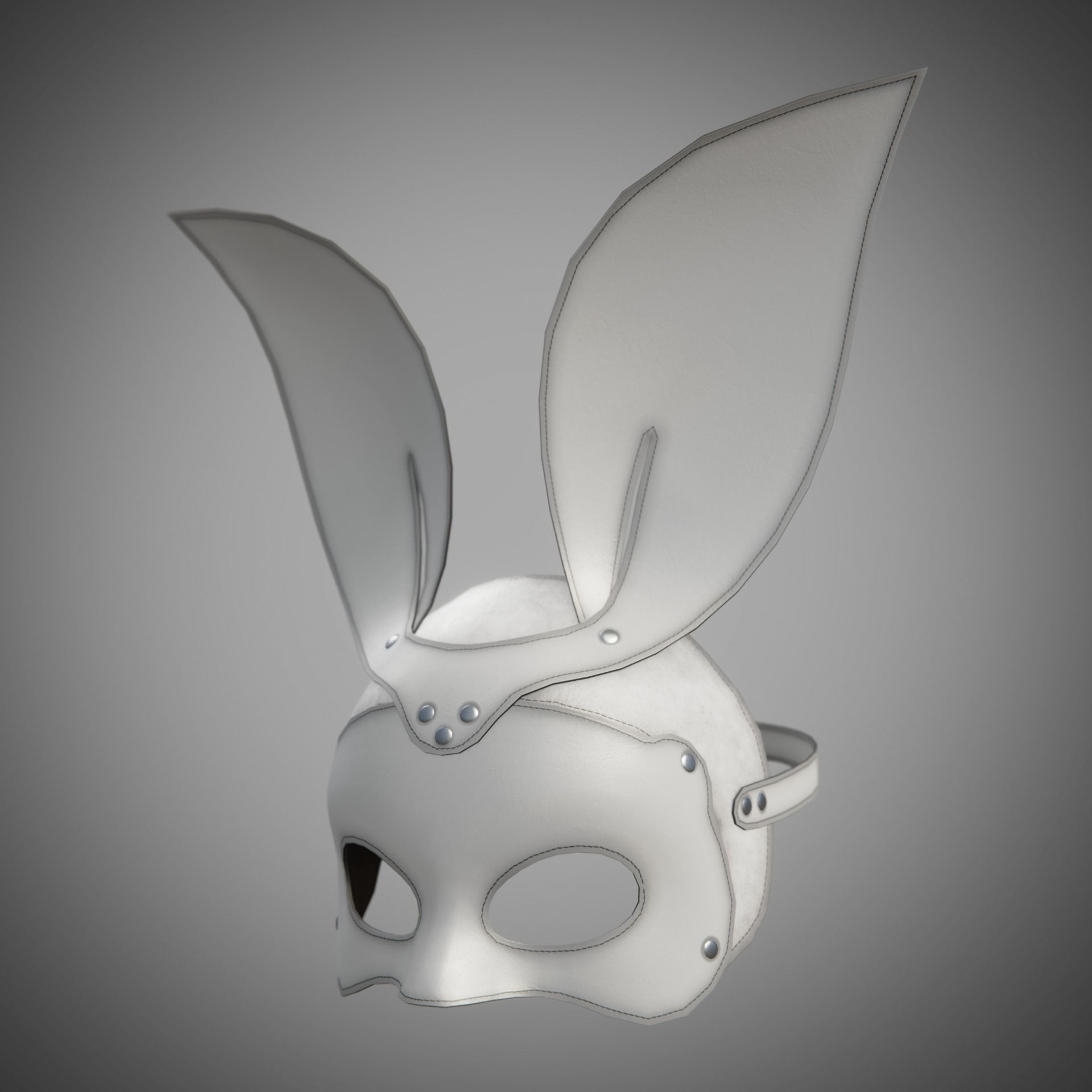 Bunny rabbit leather face mask multicolor set Low-poly 3D model_24