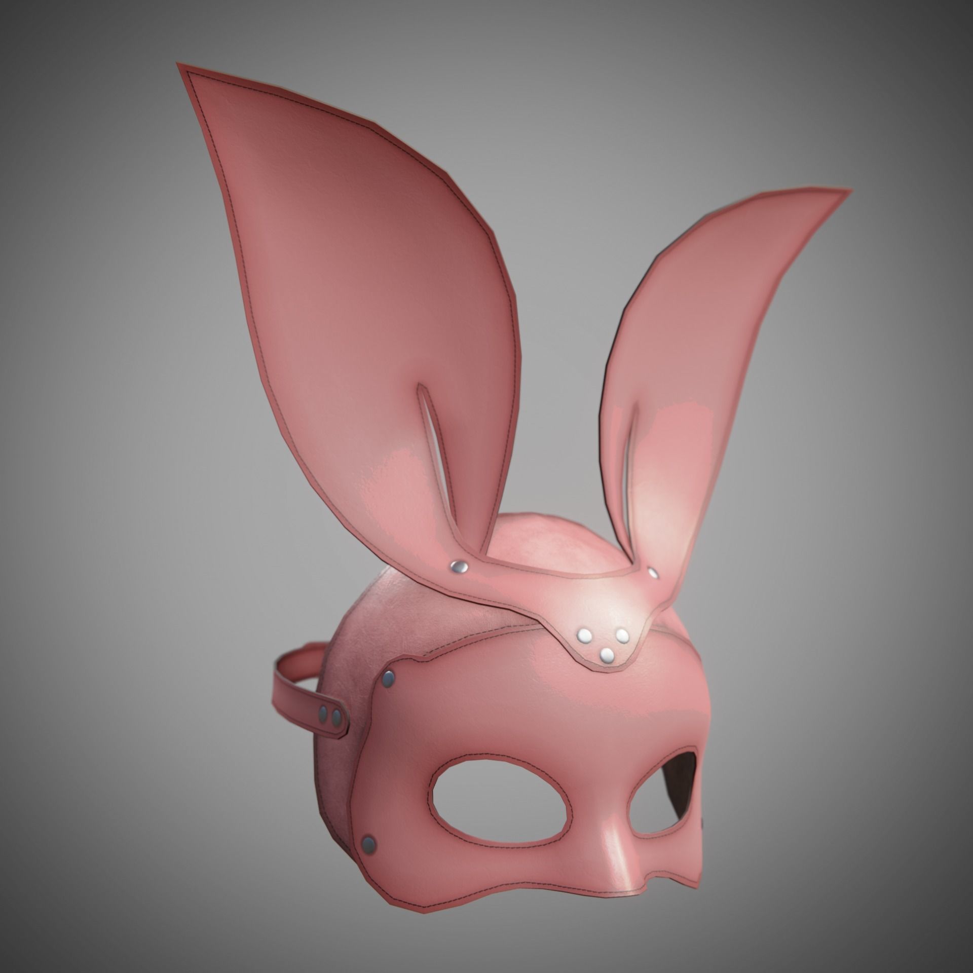 Bunny rabbit leather face mask multicolor set Low-poly 3D model_8