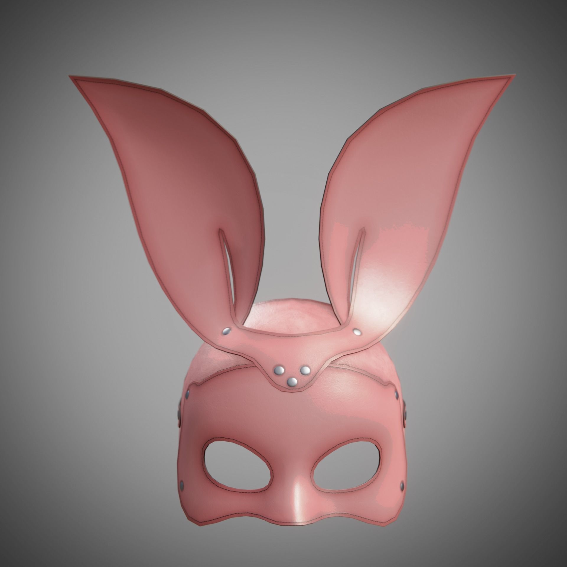 Bunny rabbit leather face mask multicolor set Low-poly 3D model_7