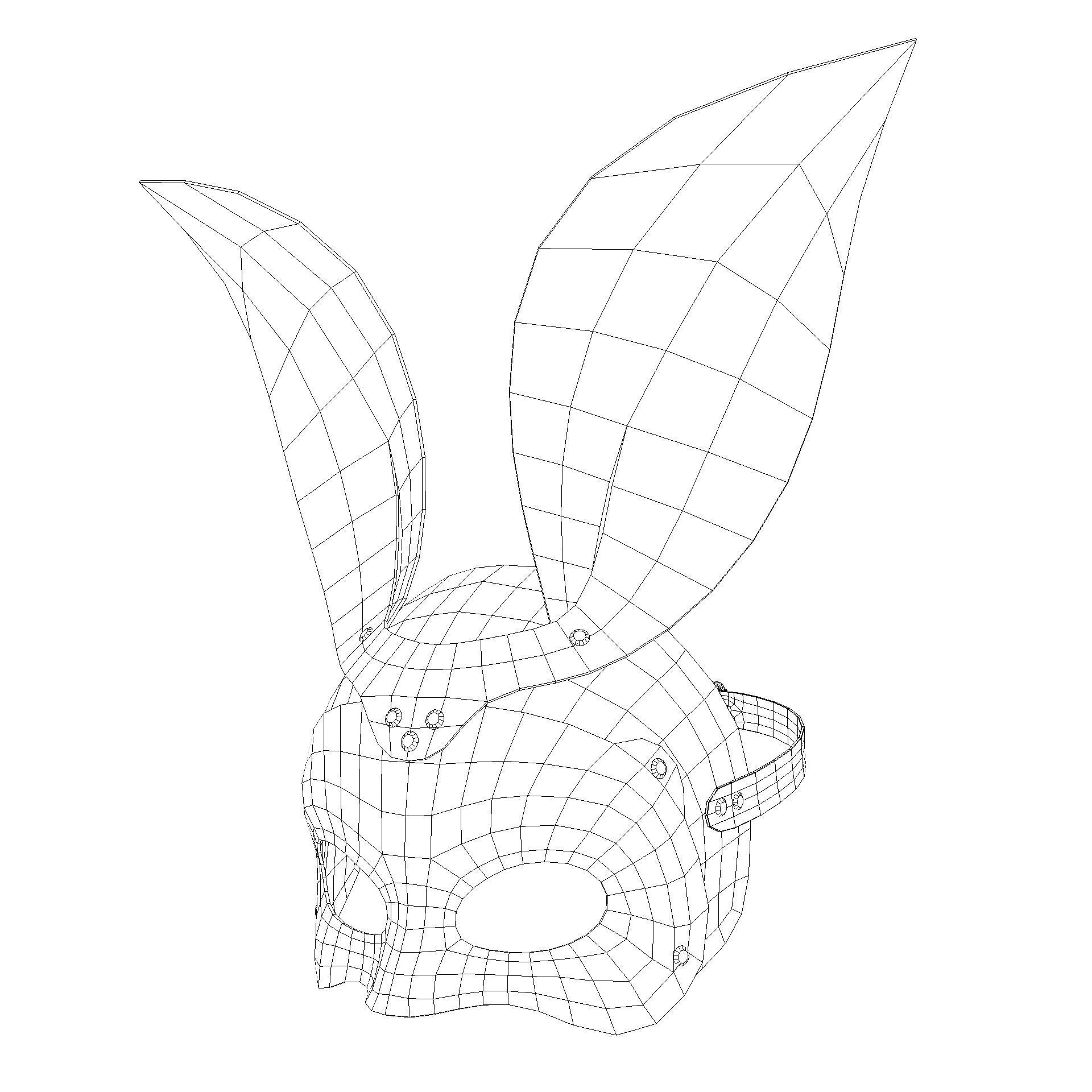 Bunny rabbit leather face mask multicolor set Low-poly 3D model_26