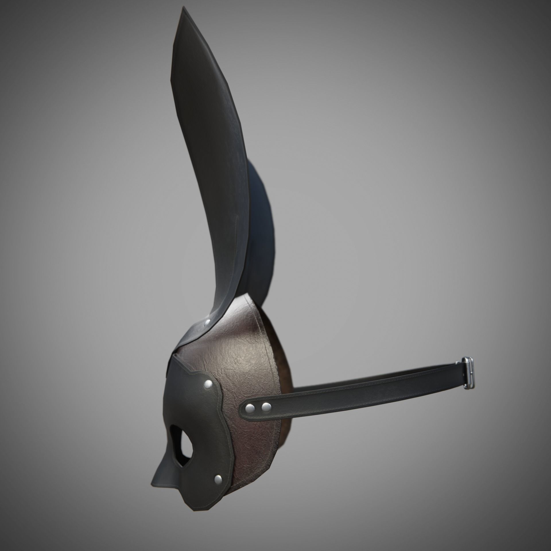 Bunny rabbit leather face mask multicolor set Low-poly 3D model_5