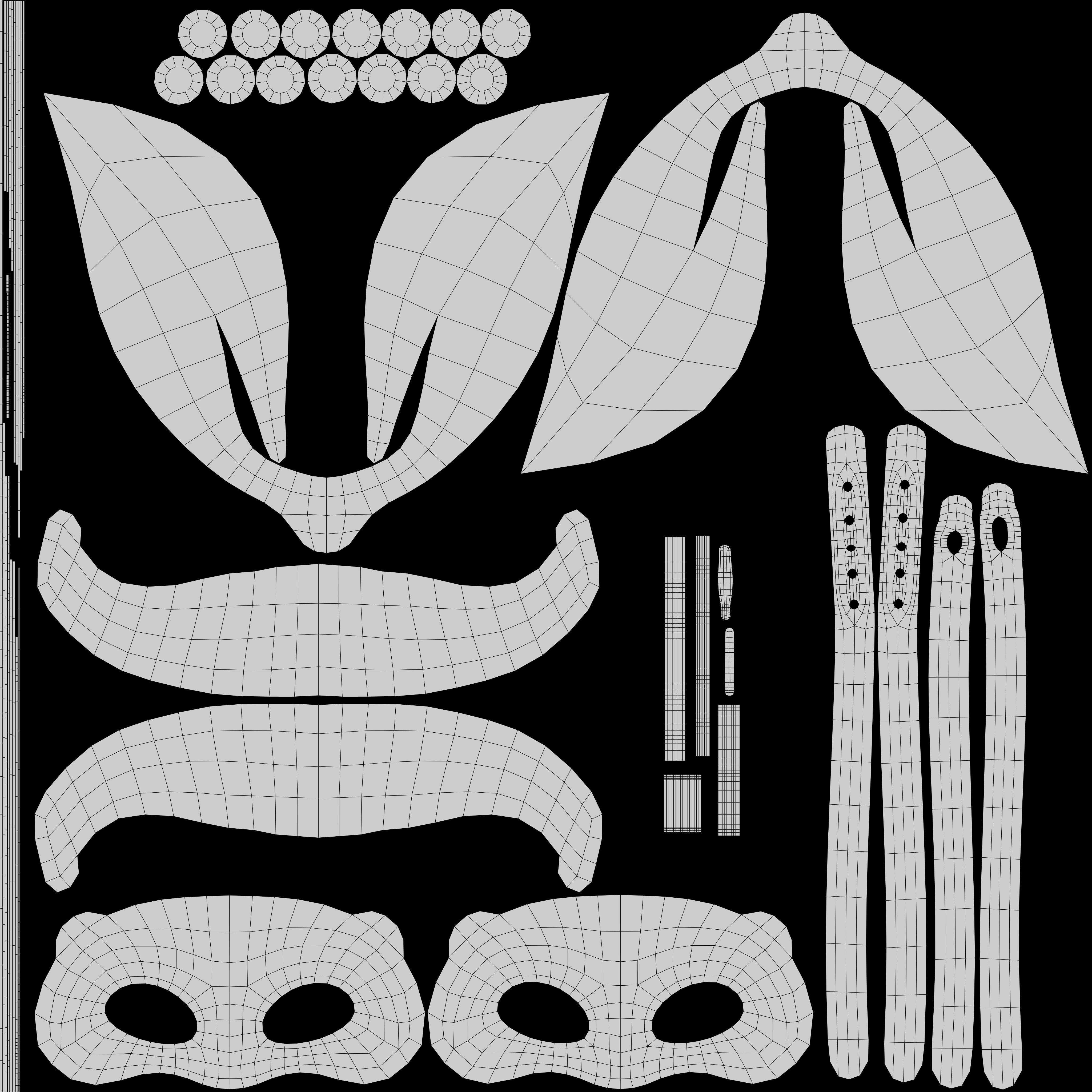 Bunny rabbit leather face mask multicolor set Low-poly 3D model_25