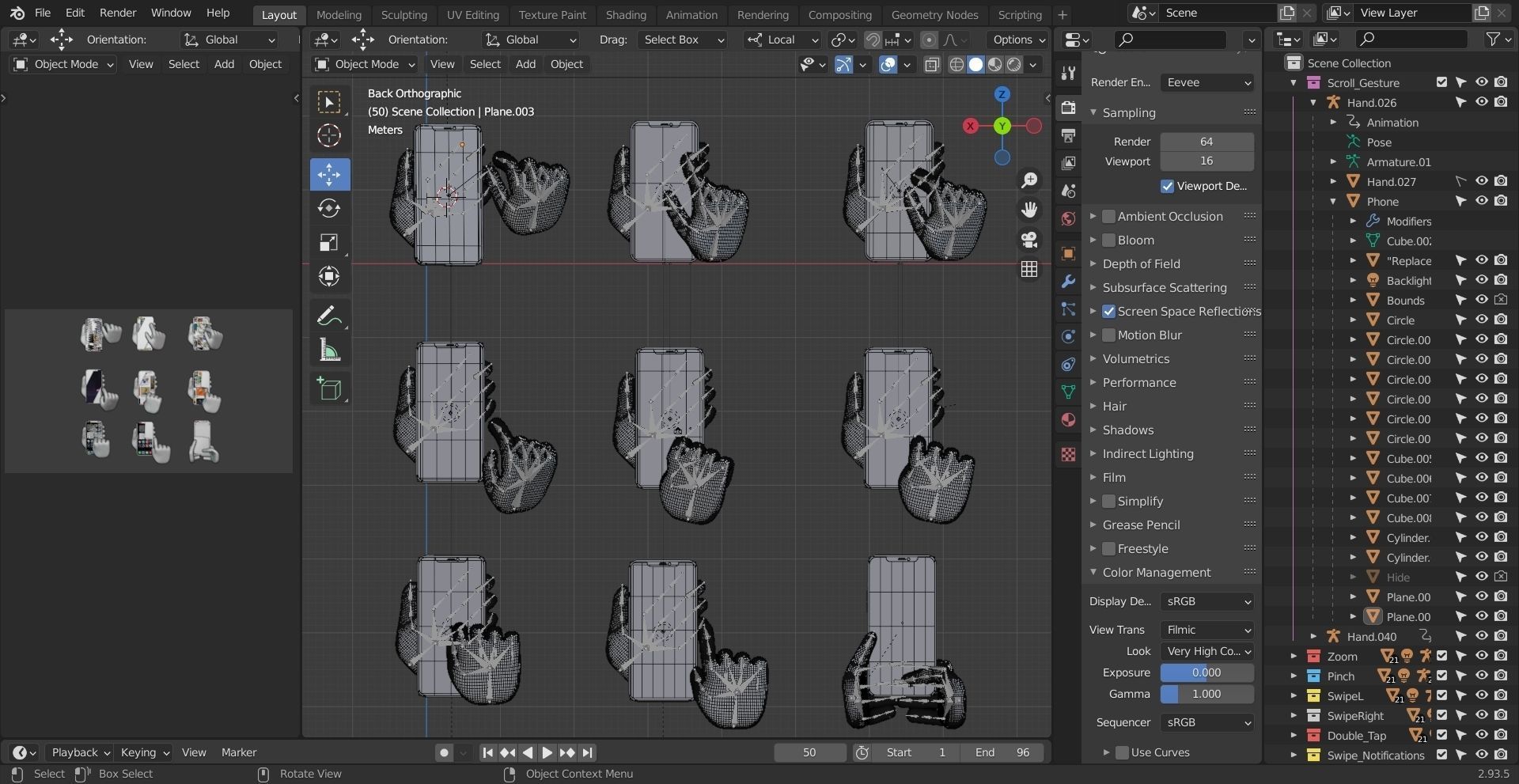 9 Animated Smartphone Gestures  Low-poly 3D model_15