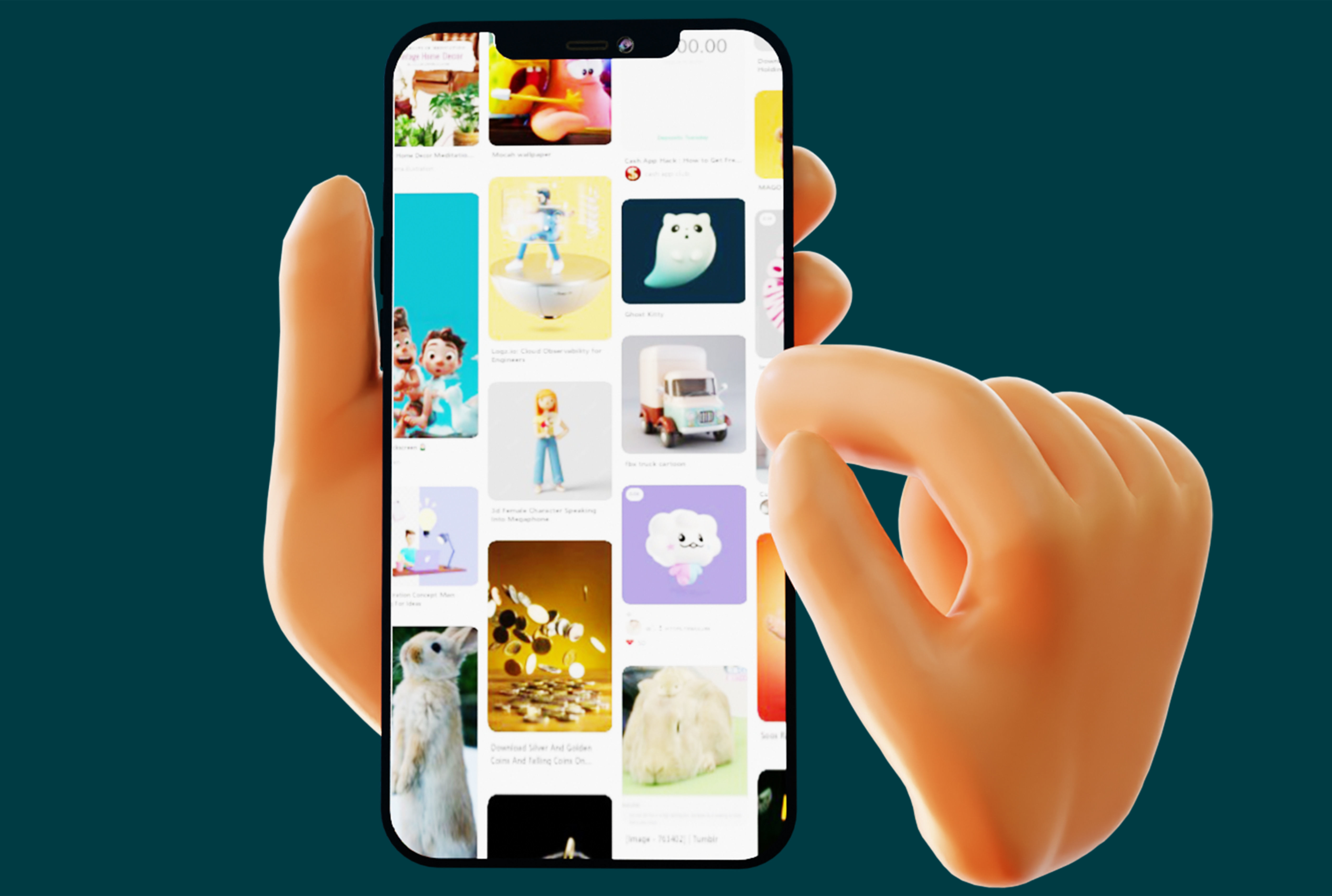 9 Animated Smartphone Gestures  Low-poly 3D model_22