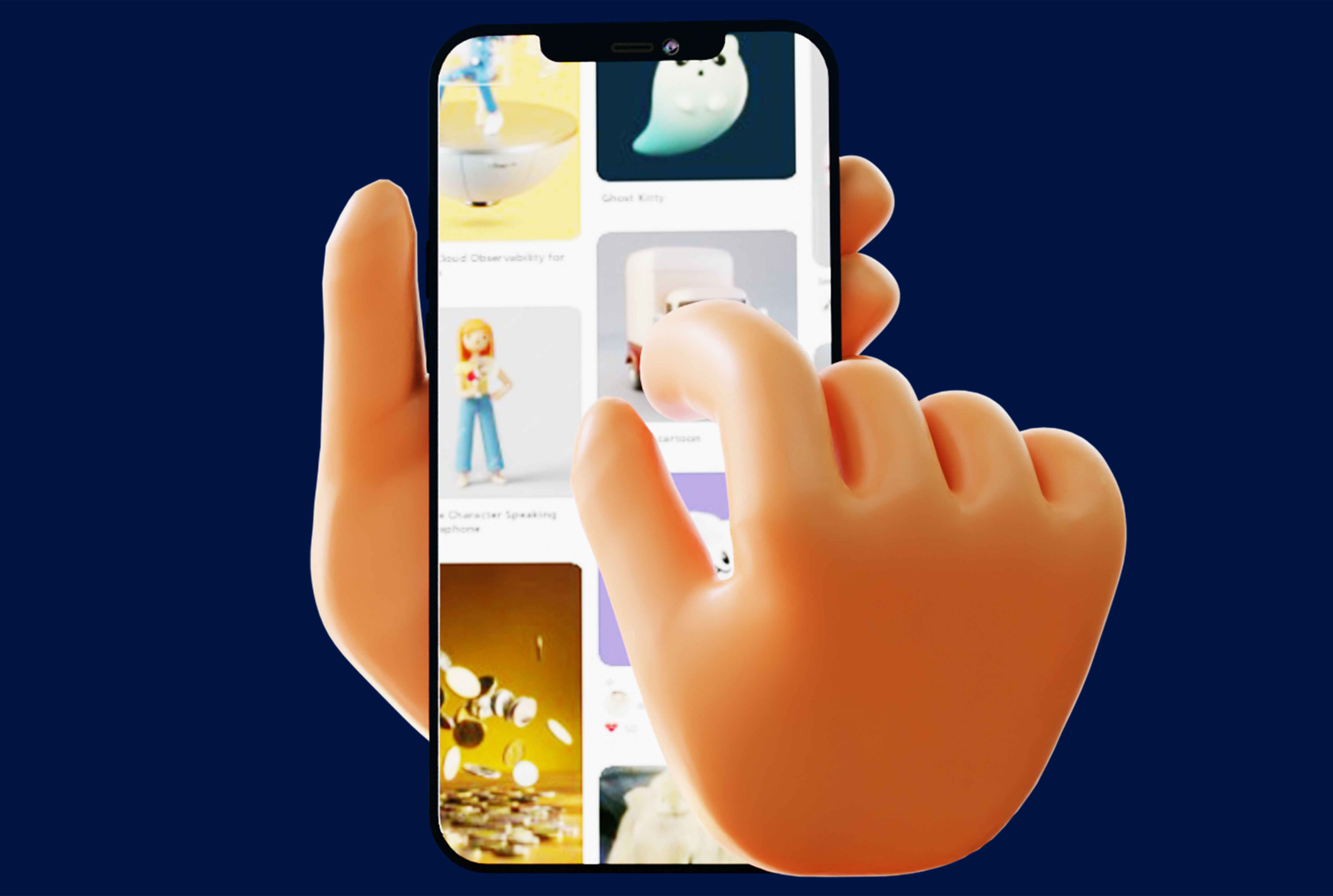 9 Animated Smartphone Gestures  Low-poly 3D model_21