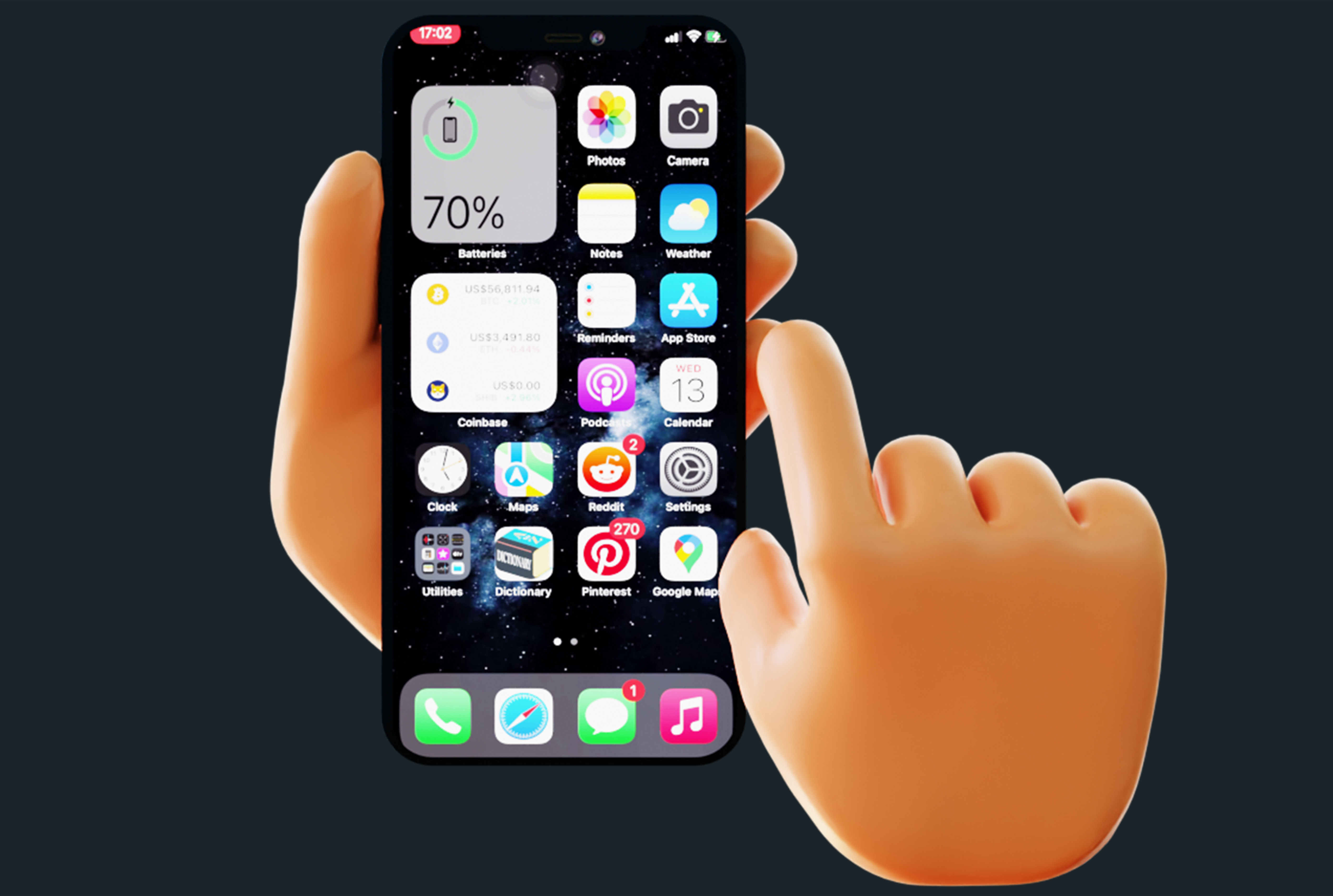 9 Animated Smartphone Gestures  Low-poly 3D model_17
