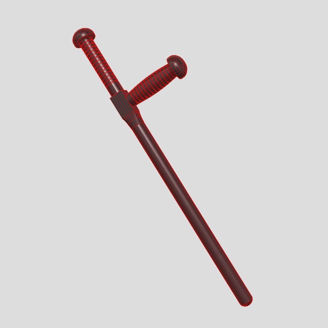 Police Baton 2 Low-poly 3D model_2