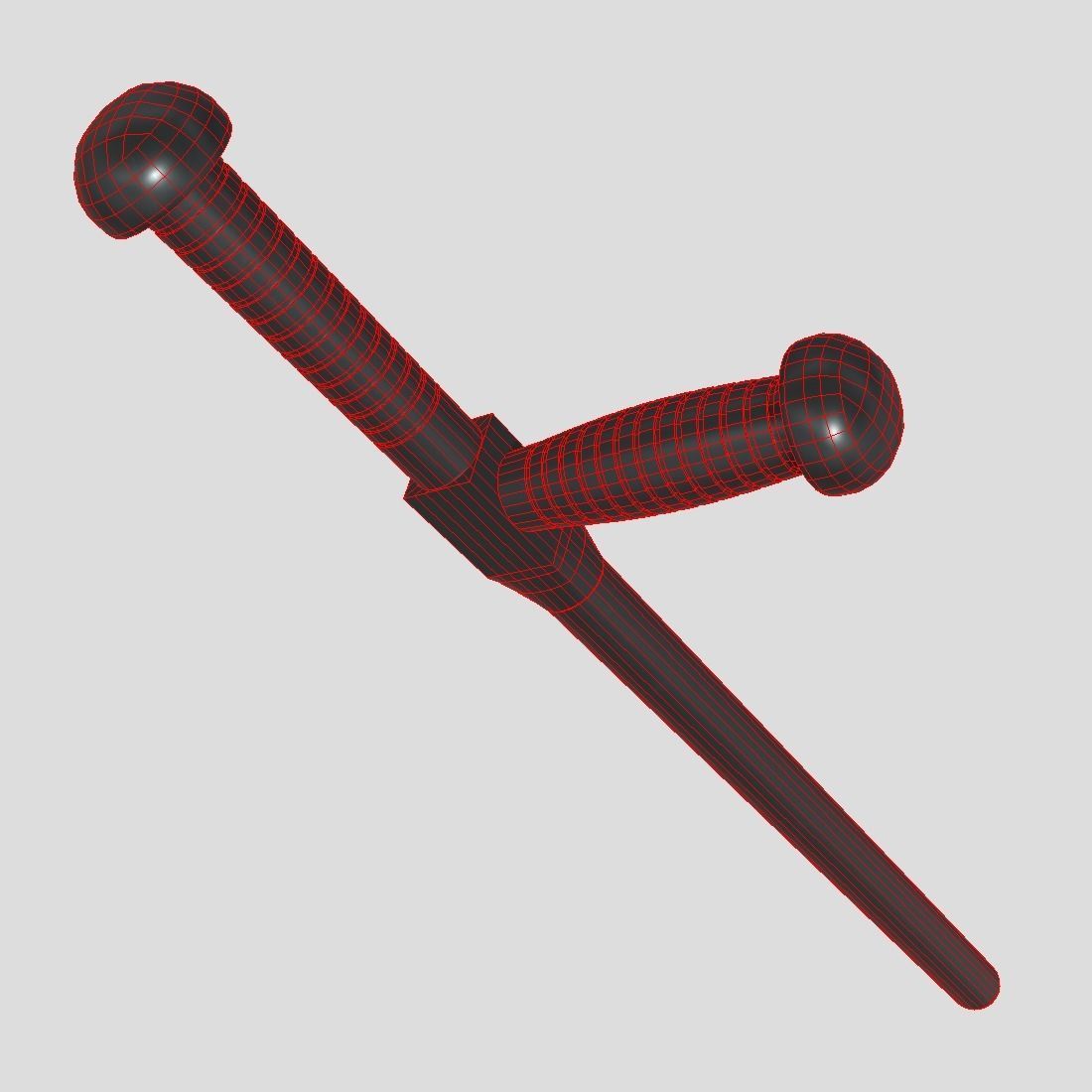 Police Baton 2 Low-poly 3D model_6