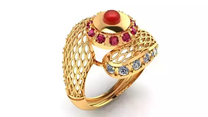 Women Ring 30 small cabochone round cluster ring for women