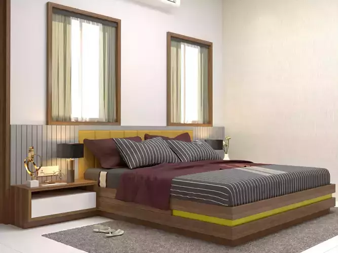 Simple and Modern Bedroom interior scene