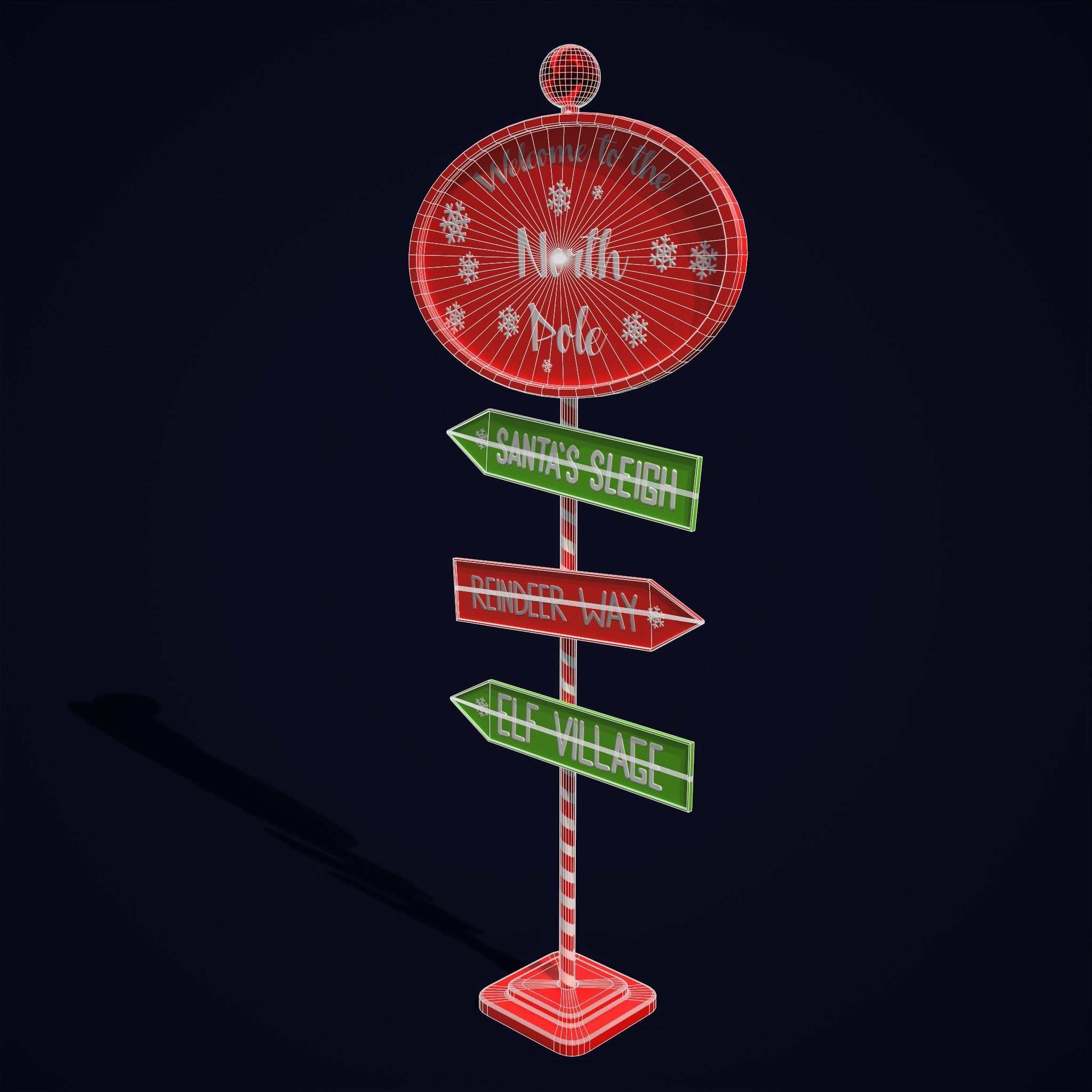 North Pole Sign  Low-poly 3D model_16