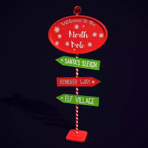 North Pole Sign  Low-poly 3D model