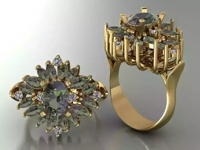 marquise diamond ring 14 3D print model