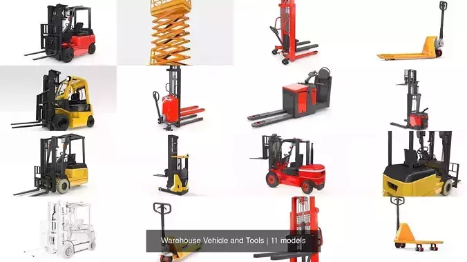 Warehouse Vehicle and Tools 3D Model Collection