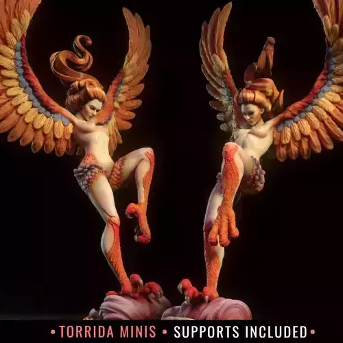 Harpy fiery phoenix statue 3D print model