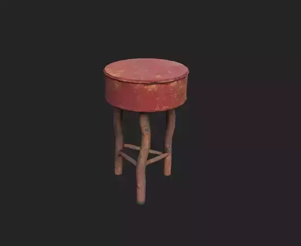 Old medieval stool Low-poly 3D model Game Ready  Low-poly 3D model