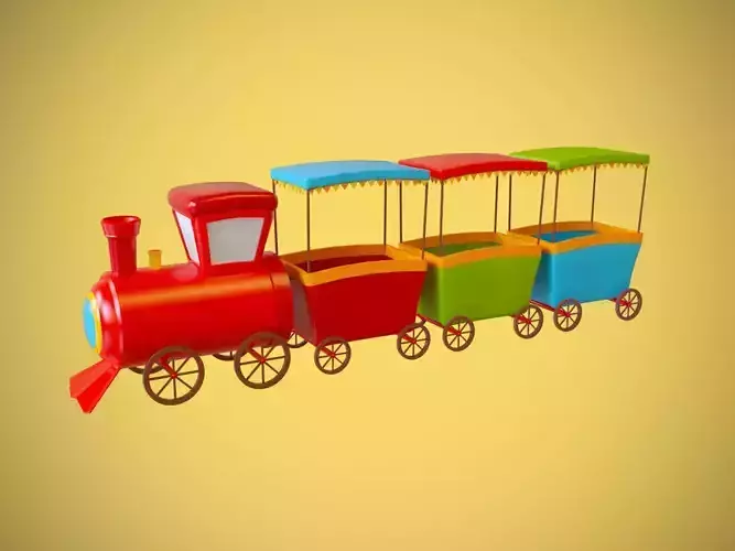 children train cartoon lowpoly toy