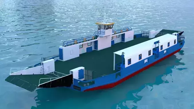 car ferry boat version-2- Low-poly 3D model