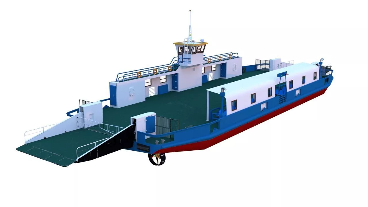 car ferry boat version-2- Low-poly 3D model