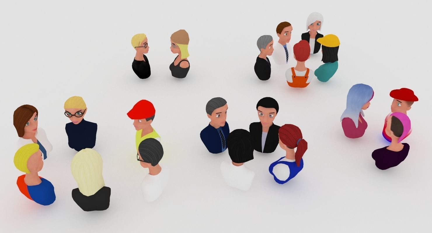 20 male-female VR character avatars Low-poly 3D model_16