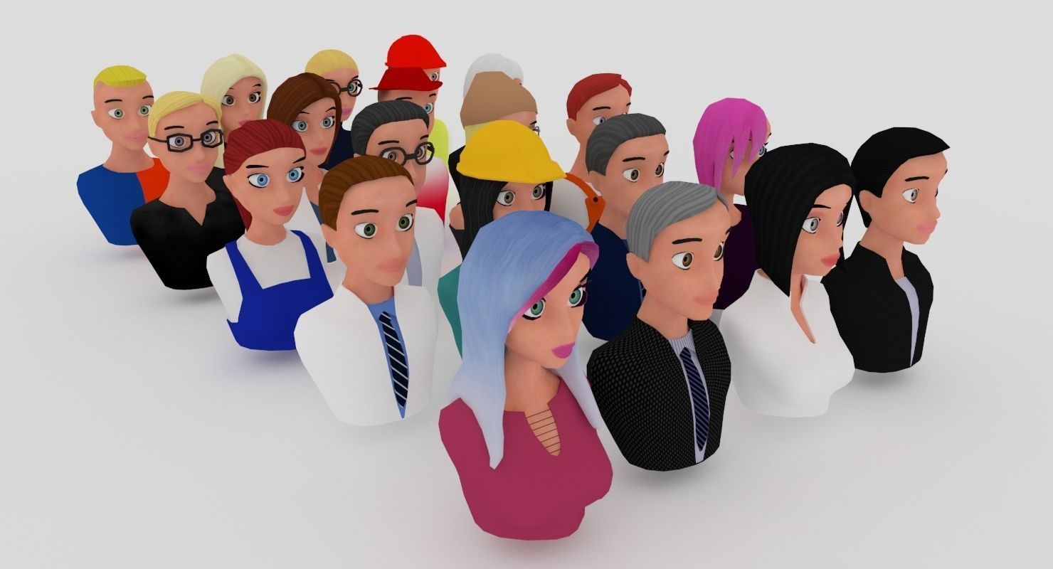 20 male-female VR character avatars Low-poly 3D model_9
