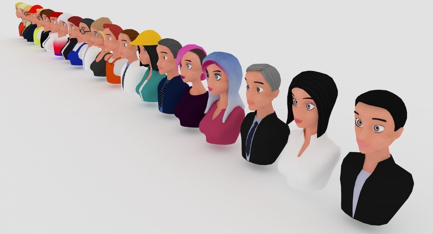 20 male-female VR character avatars Low-poly 3D model_8