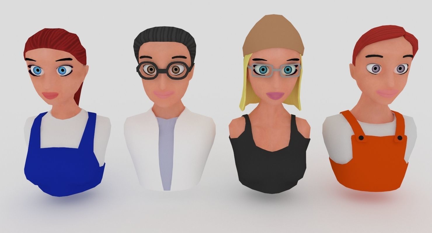 20 male-female VR character avatars Low-poly 3D model_13