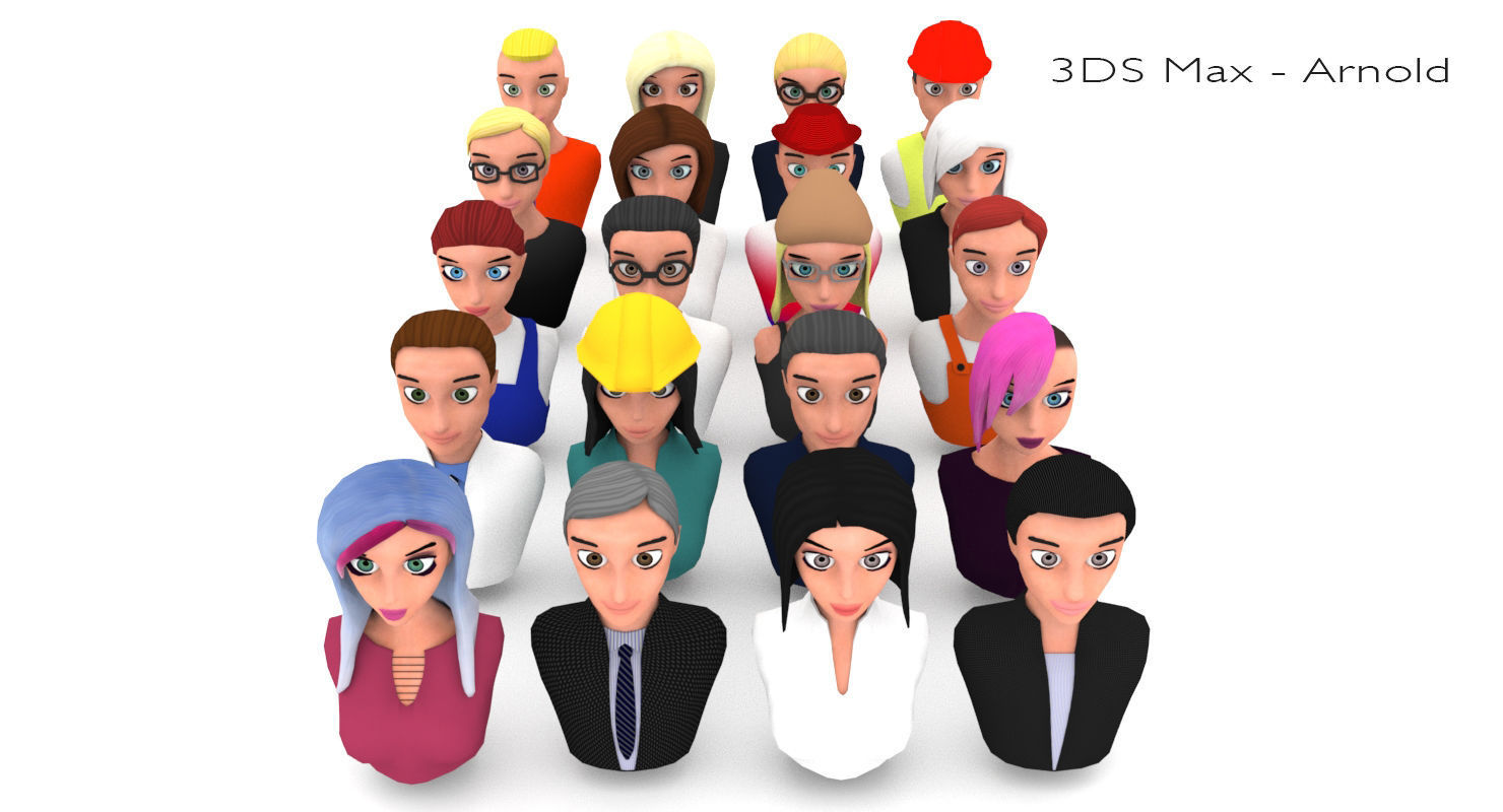 20 male-female VR character avatars Low-poly 3D model_23