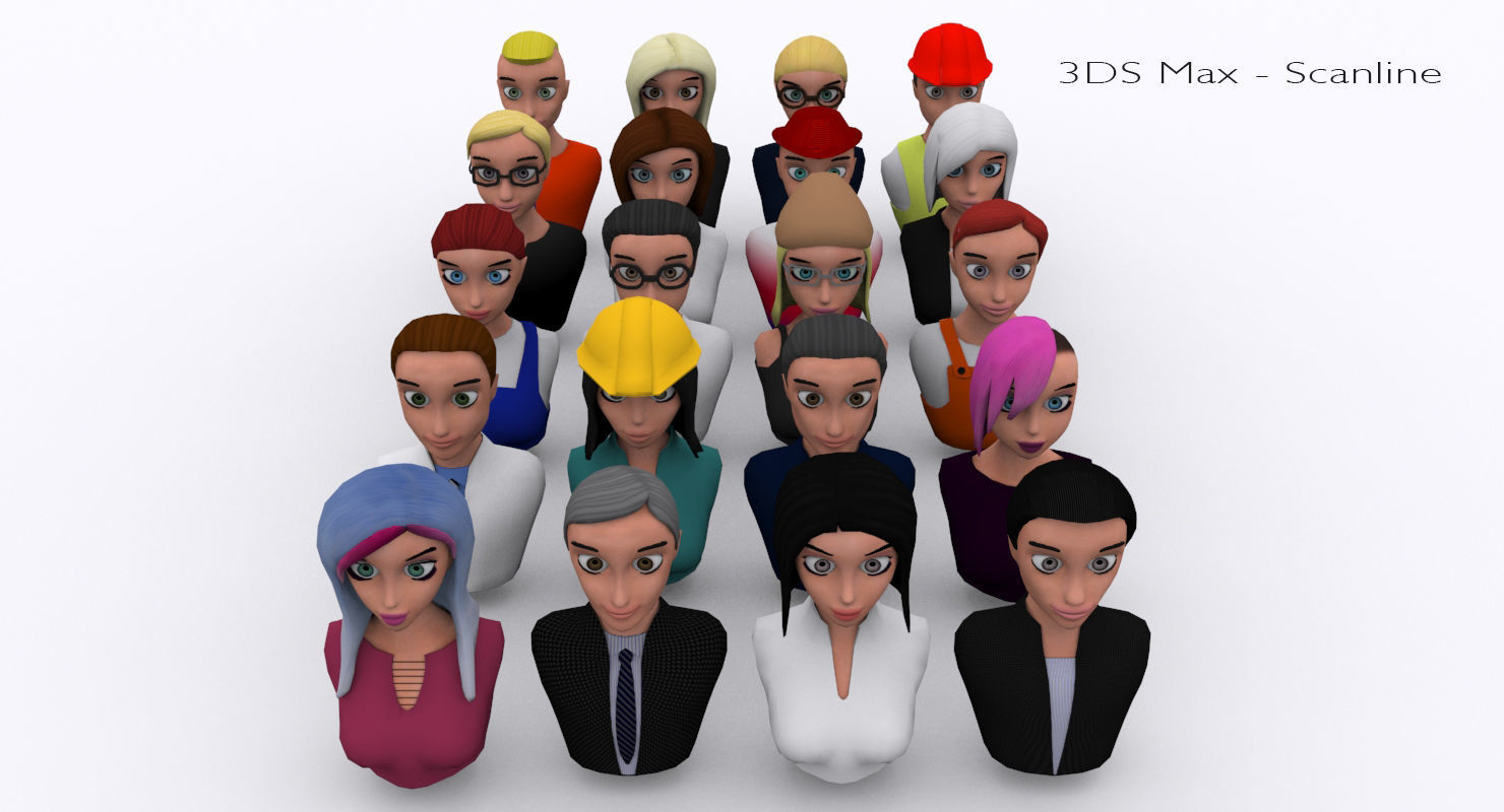 20 male-female VR character avatars Low-poly 3D model_26