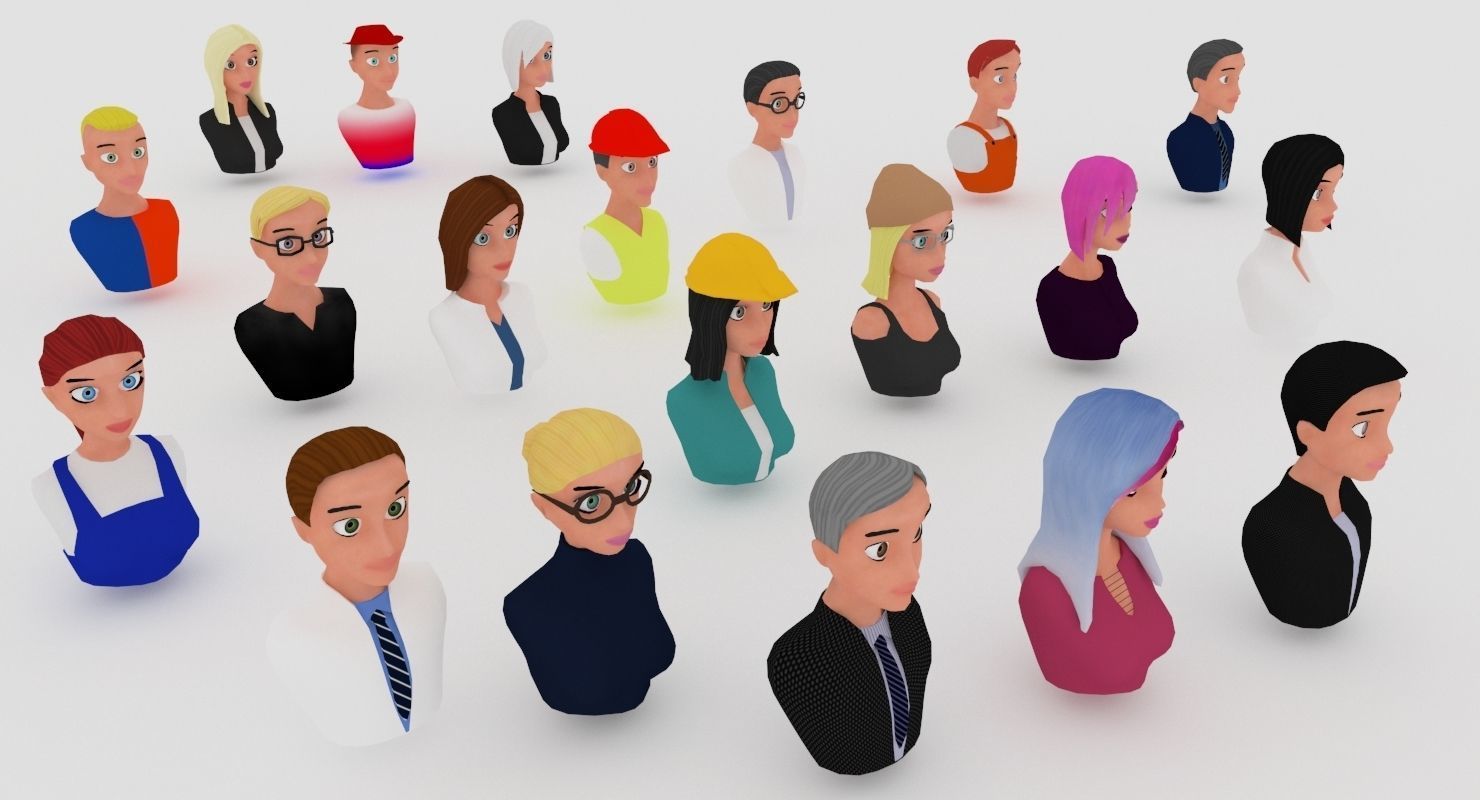 20 male-female VR character avatars Low-poly 3D model_5