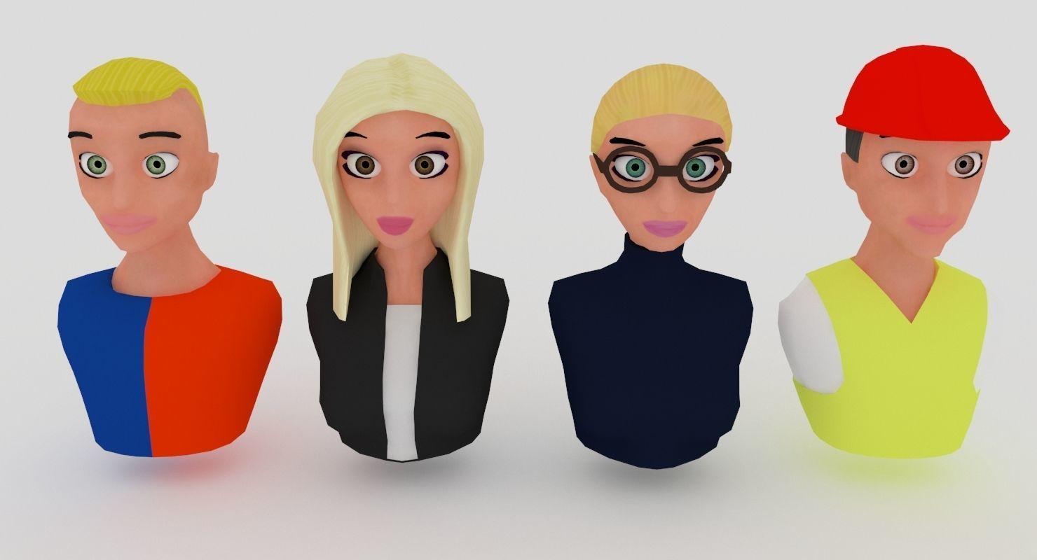 20 male-female VR character avatars Low-poly 3D model_15