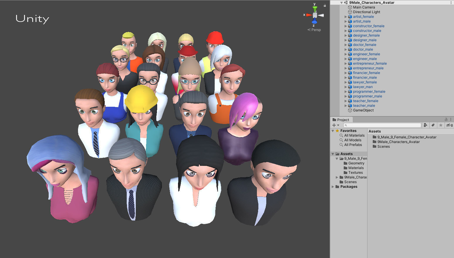 20 male-female VR character avatars Low-poly 3D model_27