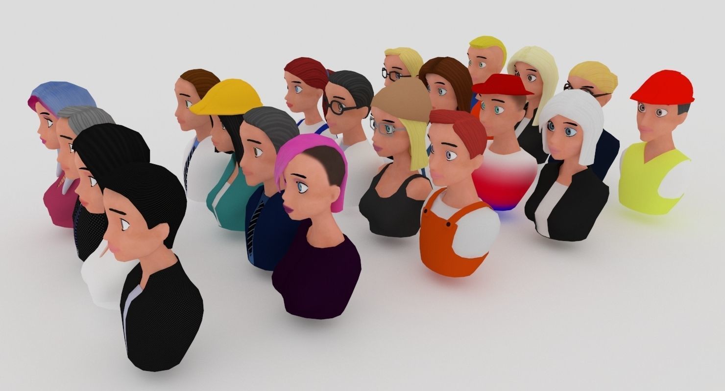 20 male-female VR character avatars Low-poly 3D model_7