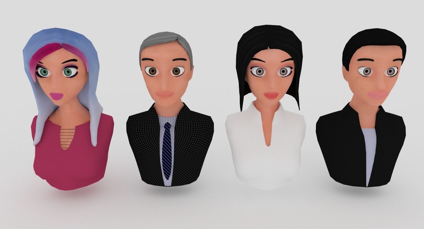 20 male-female VR character avatars Low-poly 3D model_11