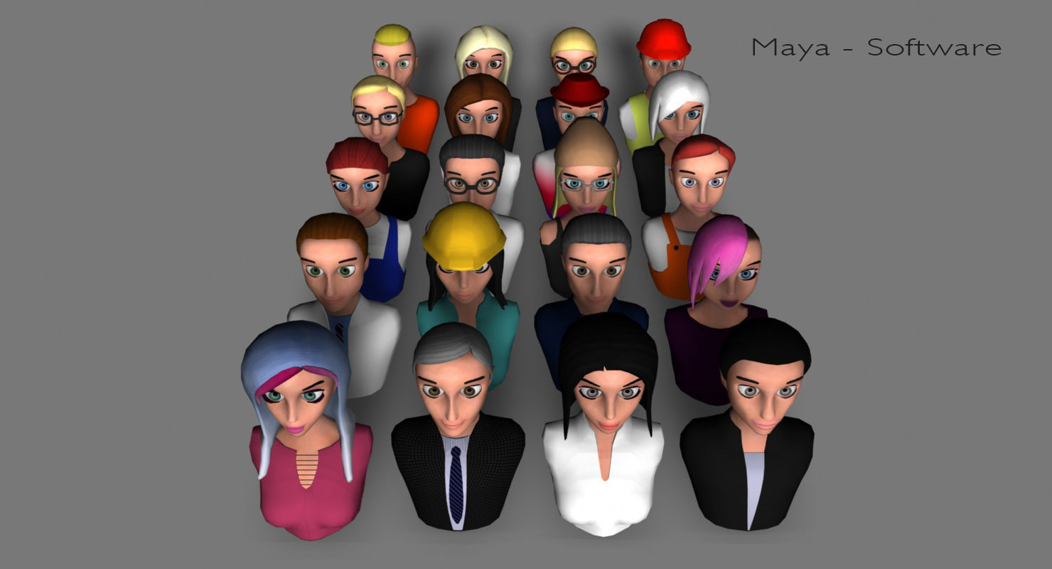 20 male-female VR character avatars Low-poly 3D model_25