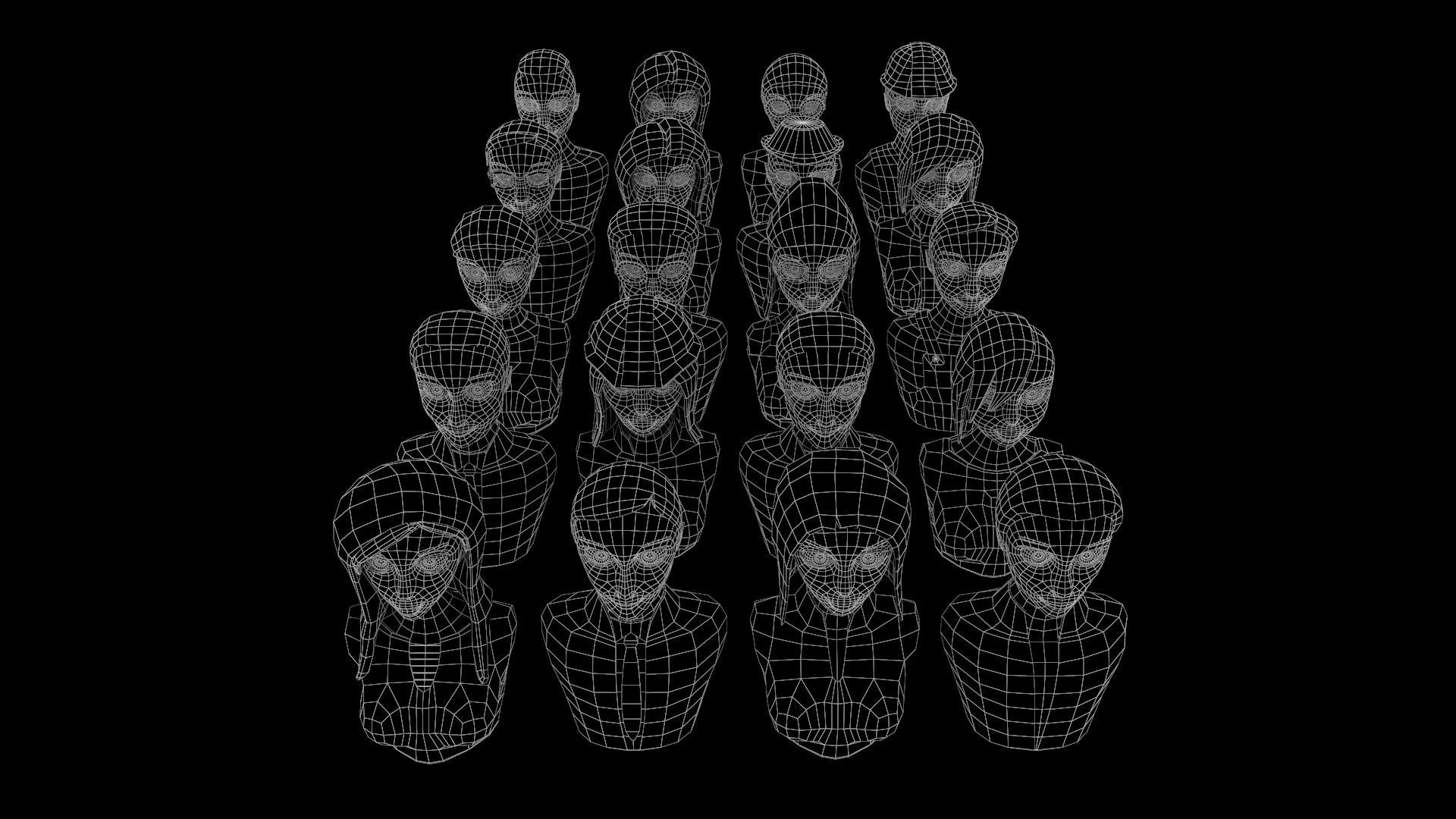 20 male-female VR character avatars Low-poly 3D model_17