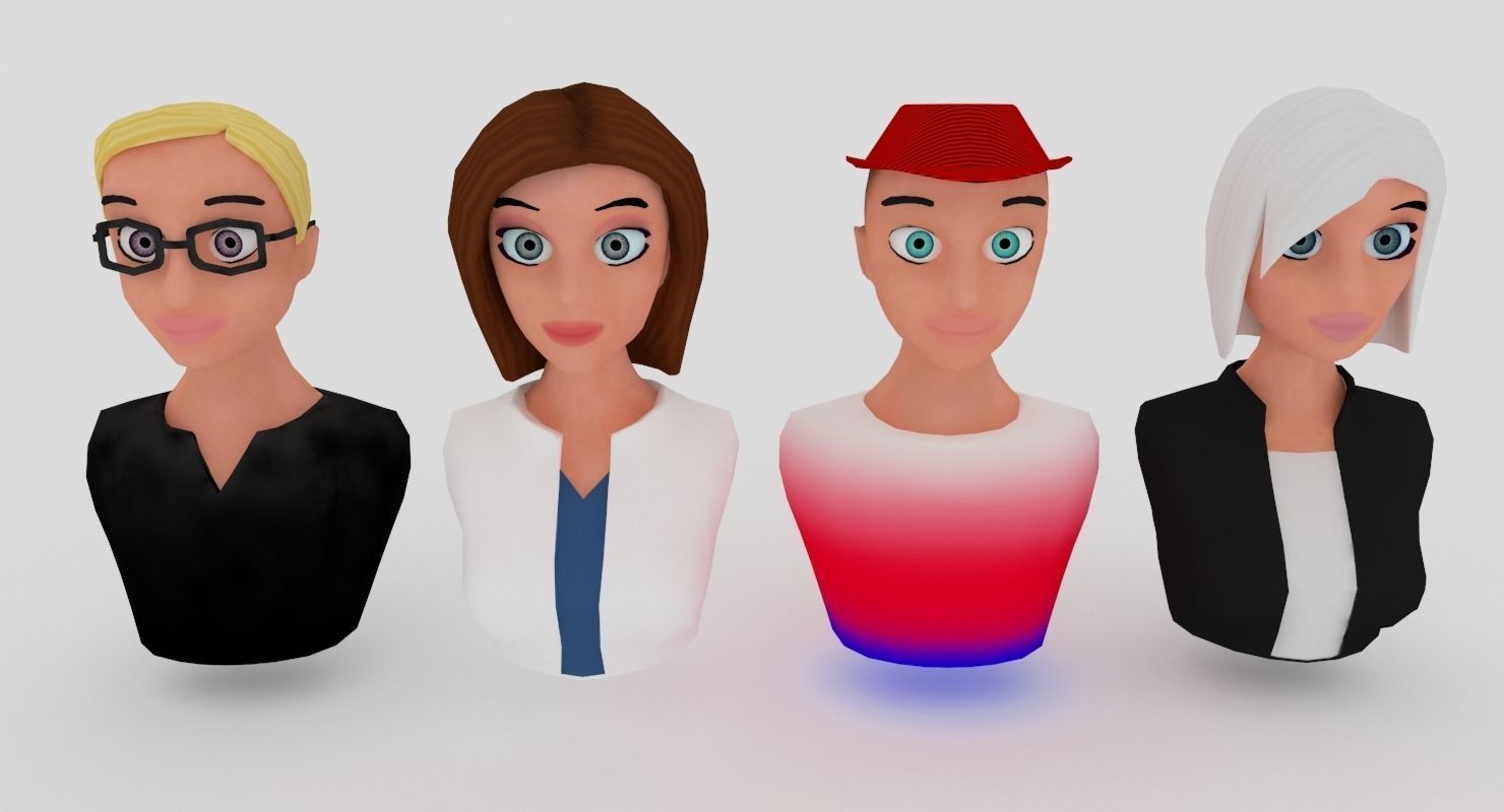20 male-female VR character avatars Low-poly 3D model_14