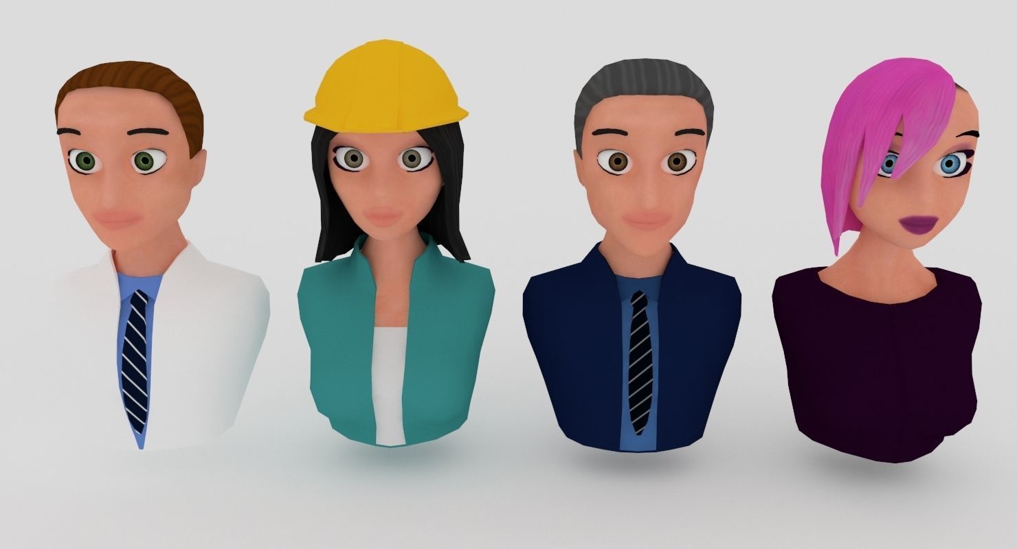20 male-female VR character avatars Low-poly 3D model_12