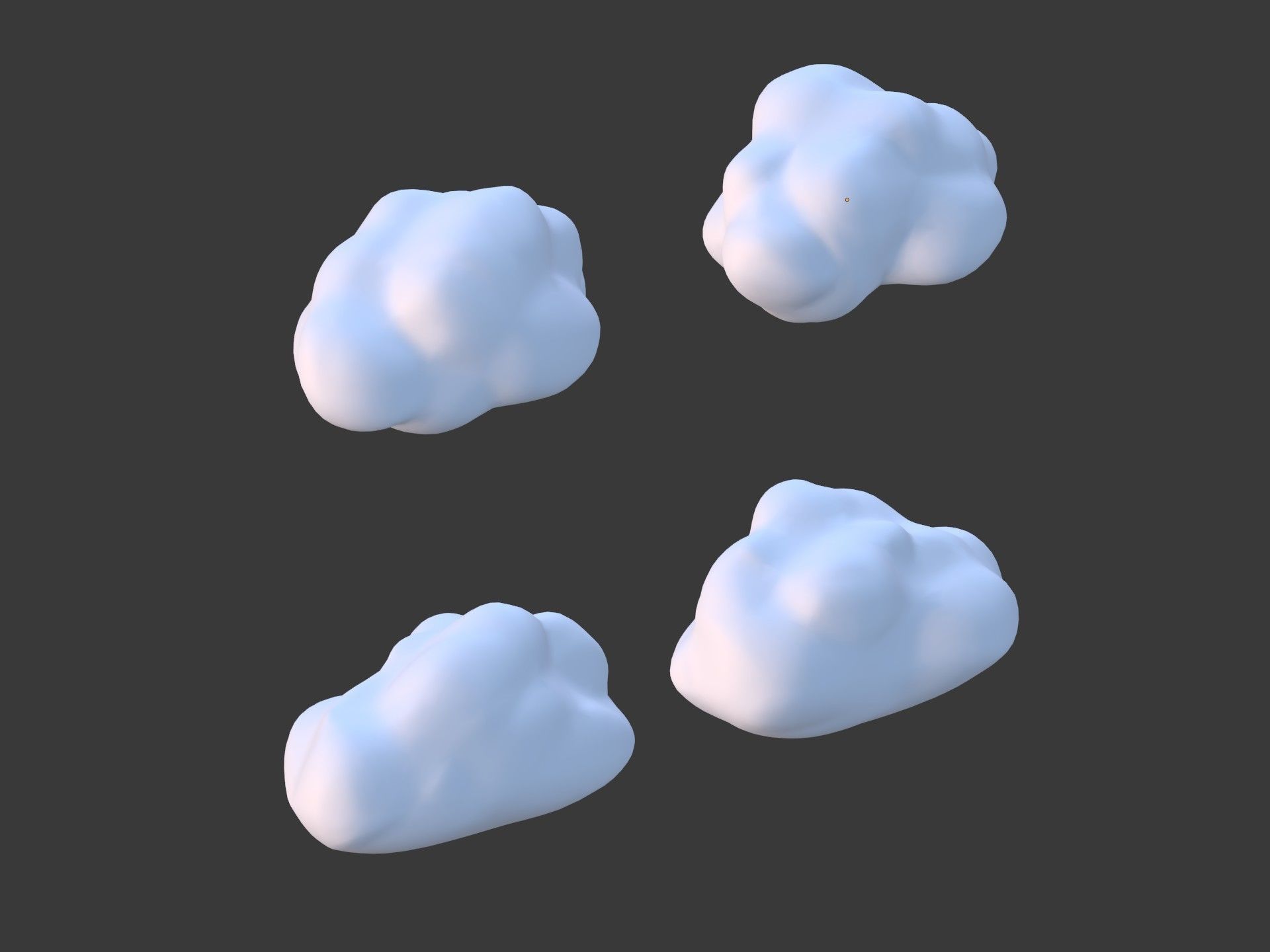 Polygonal Cartoon Clouds Low-poly 3D model_7