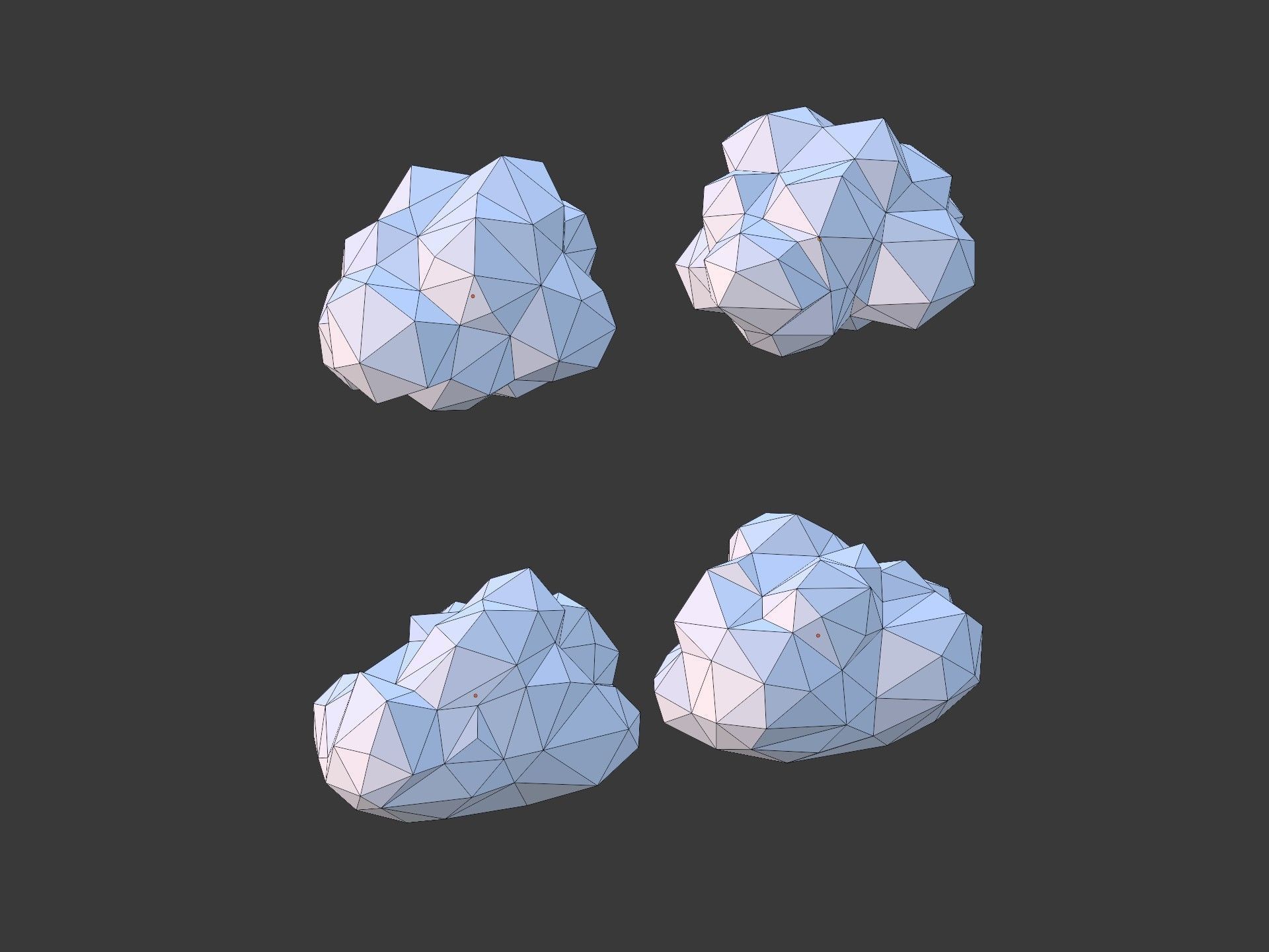 Polygonal Cartoon Clouds Low-poly 3D model_12