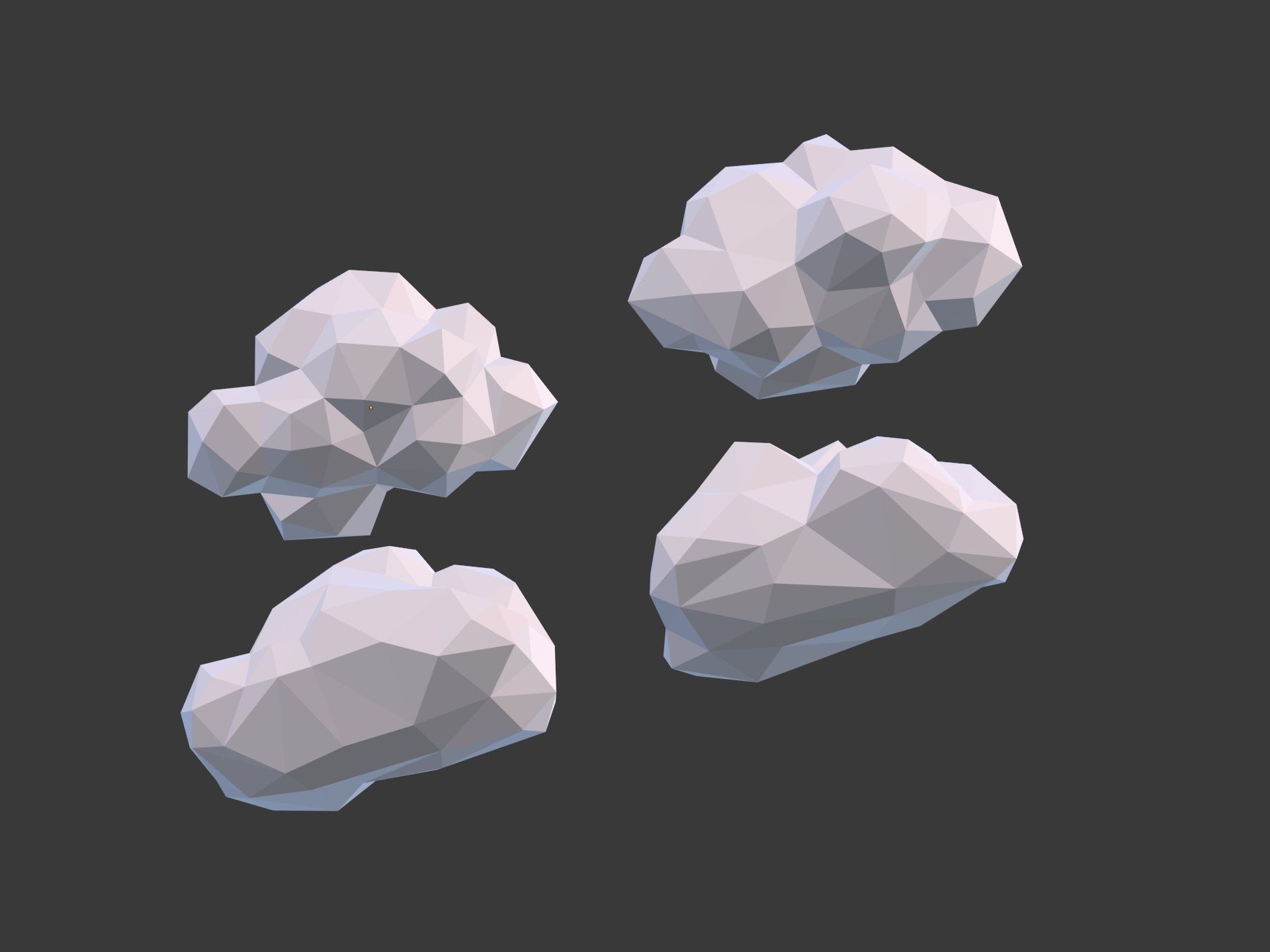 Polygonal Cartoon Clouds Low-poly 3D model_15