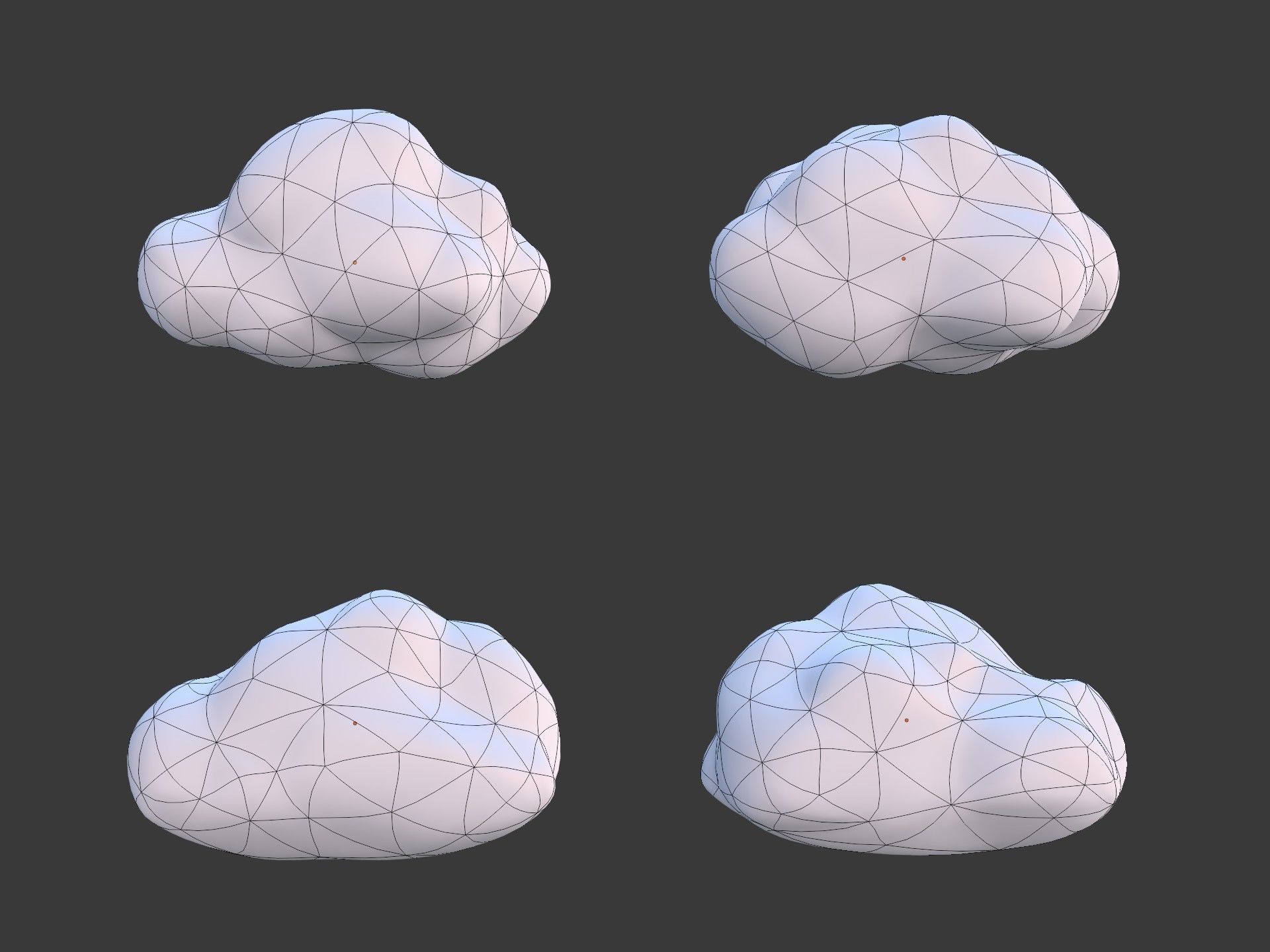 Polygonal Cartoon Clouds Low-poly 3D model_4
