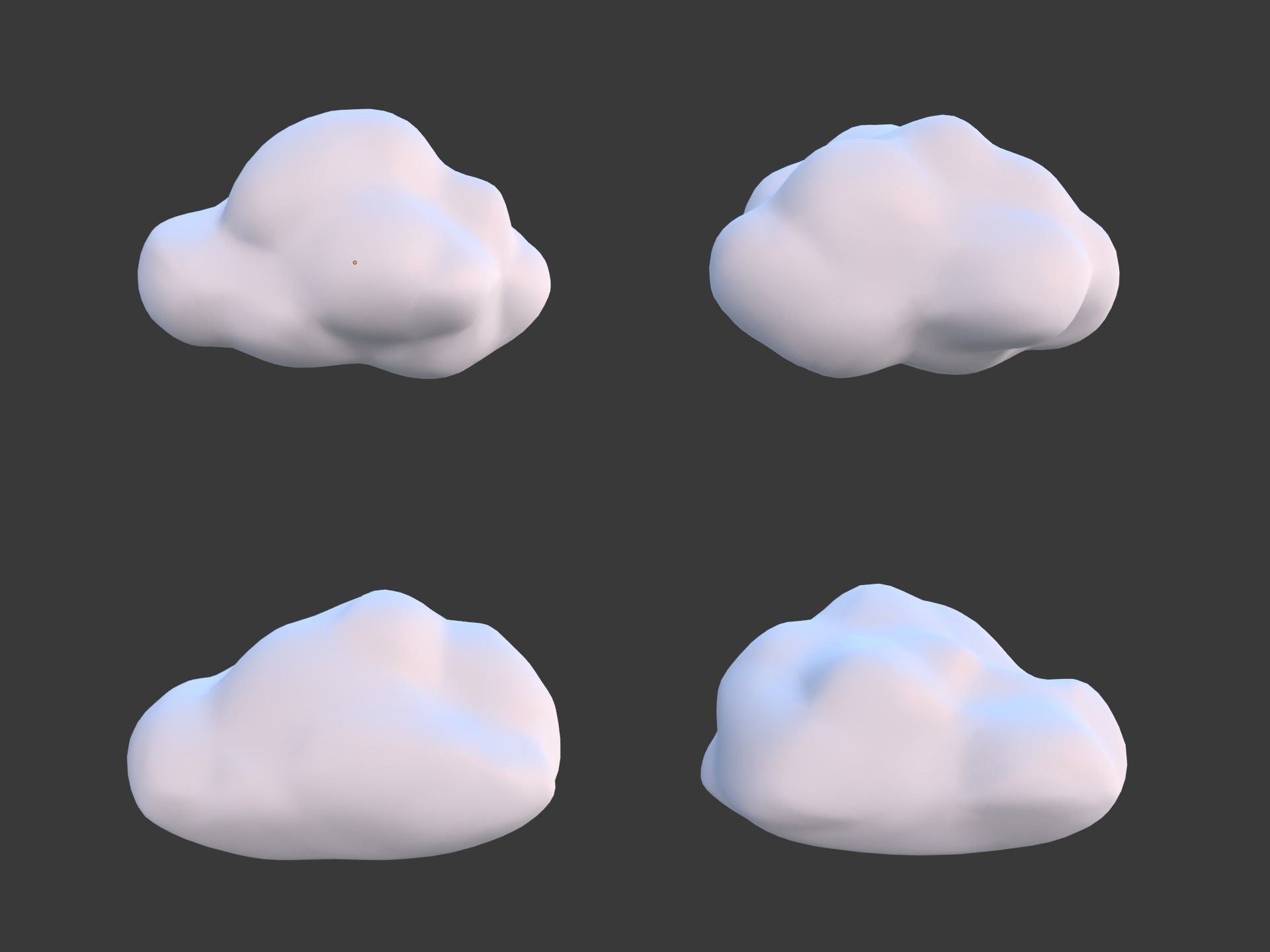 Polygonal Cartoon Clouds Low-poly 3D model_3