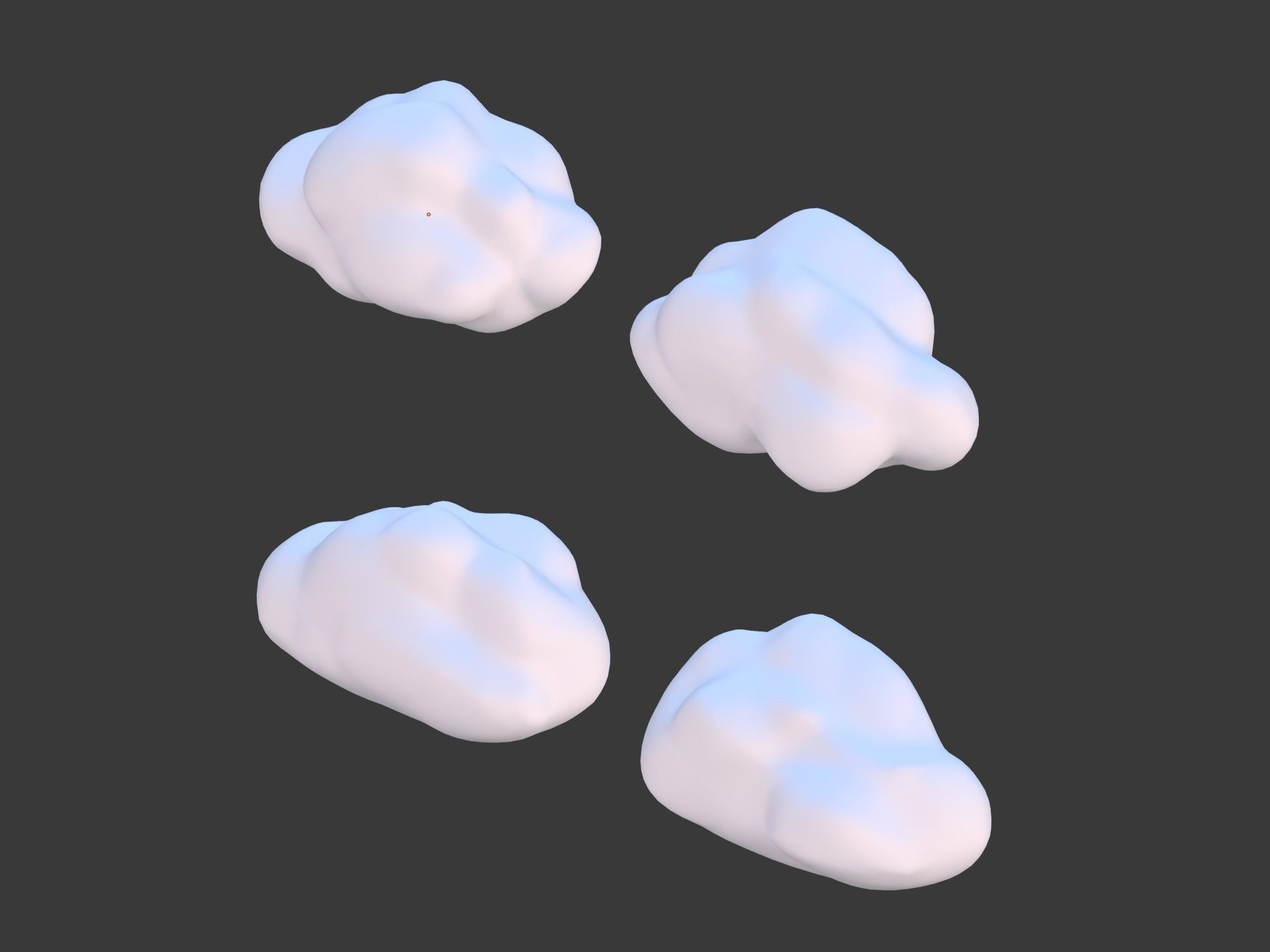 Polygonal Cartoon Clouds Low-poly 3D model_5