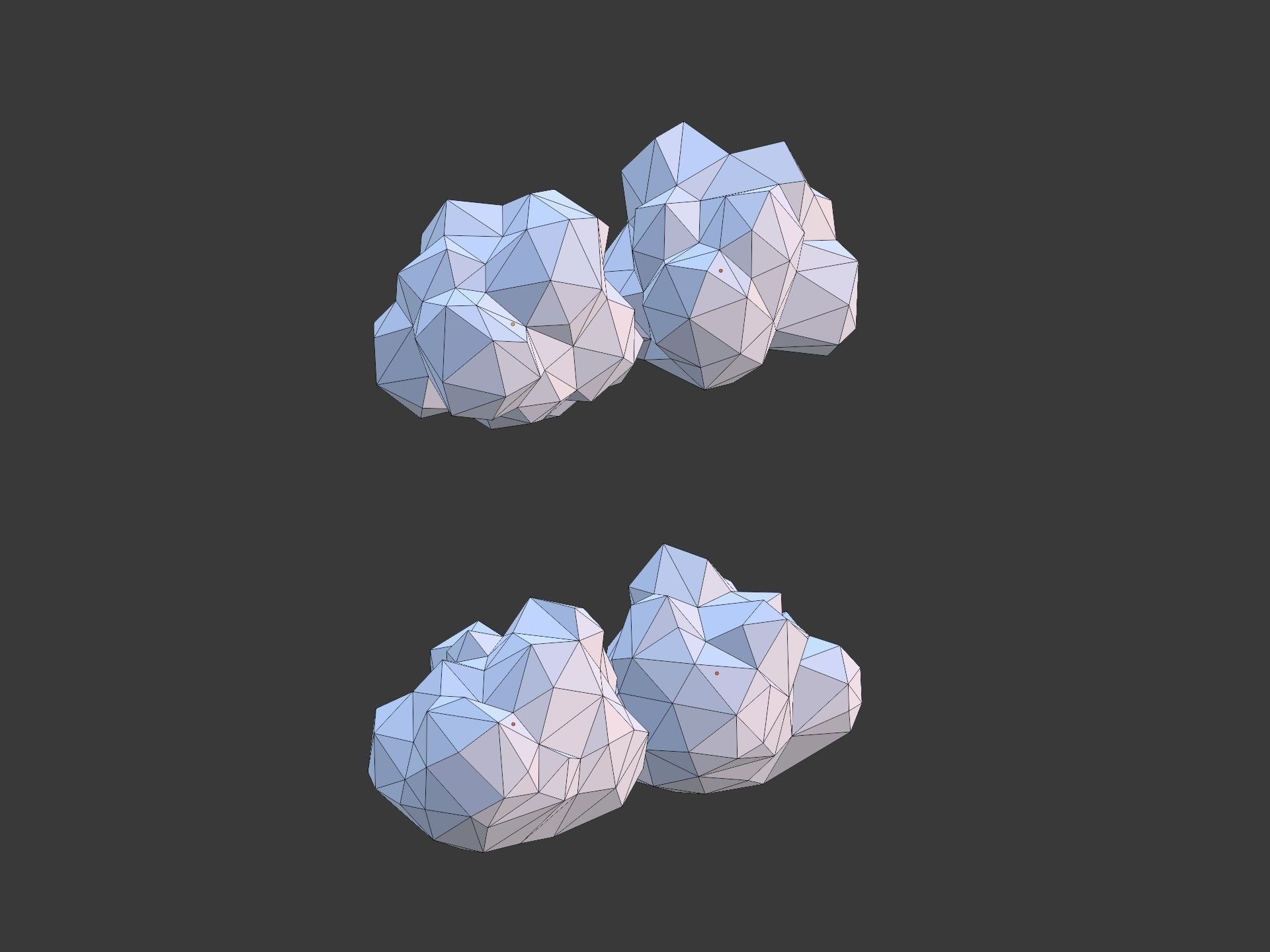 Polygonal Cartoon Clouds Low-poly 3D model_19