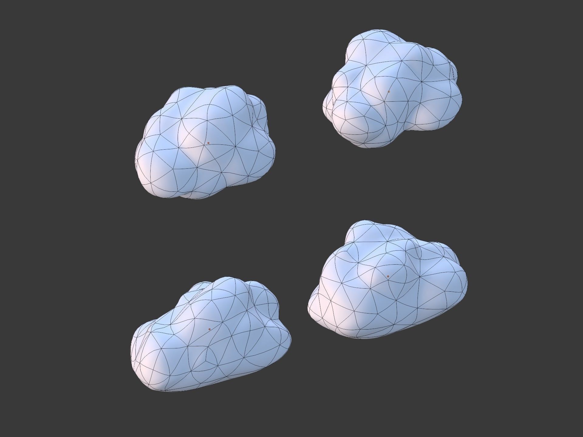 Polygonal Cartoon Clouds Low-poly 3D model_8