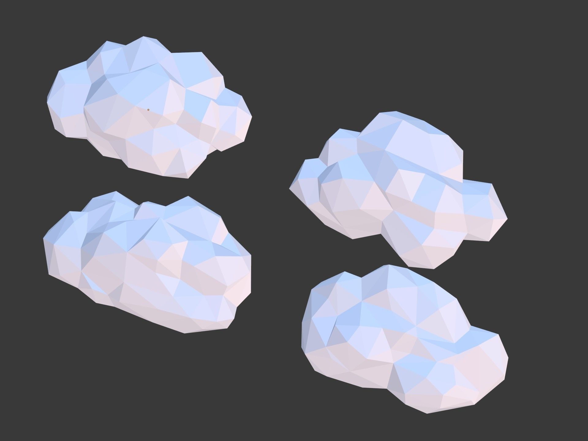 Polygonal Cartoon Clouds Low-poly 3D model_13