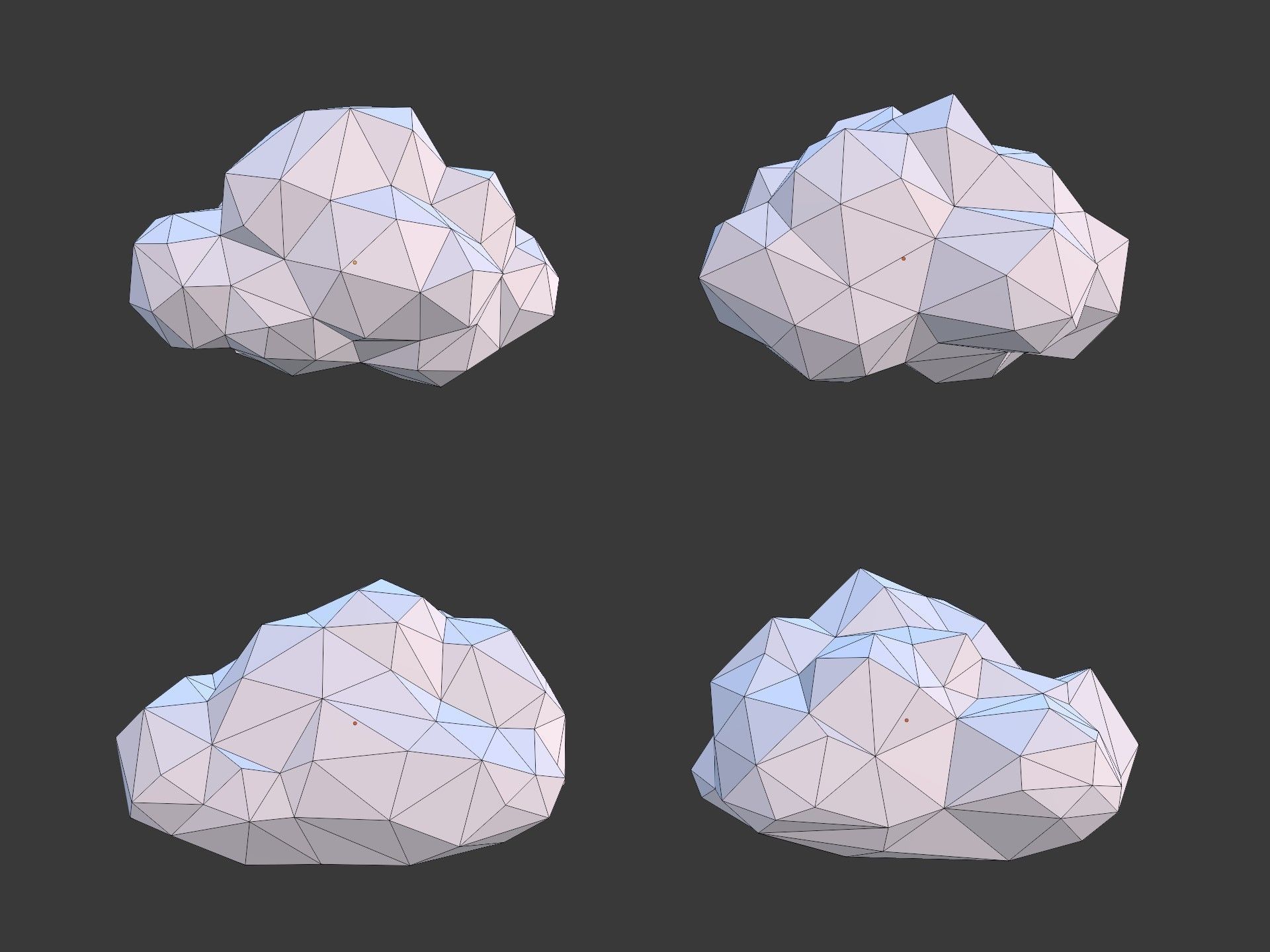 Polygonal Cartoon Clouds Low-poly 3D model_2