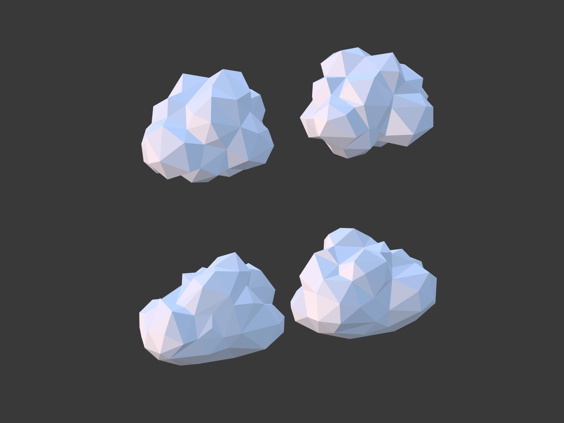 Polygonal Cartoon Clouds Low-poly 3D model_11