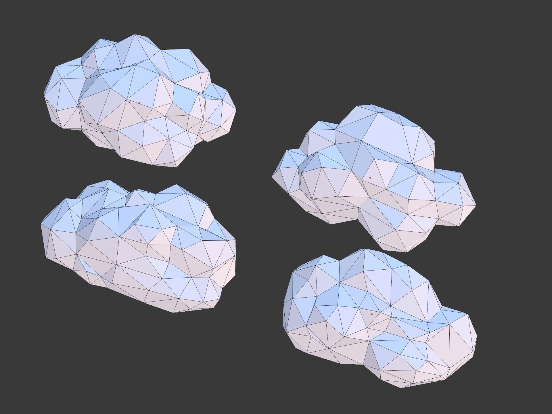 Polygonal Cartoon Clouds Low-poly 3D model_14